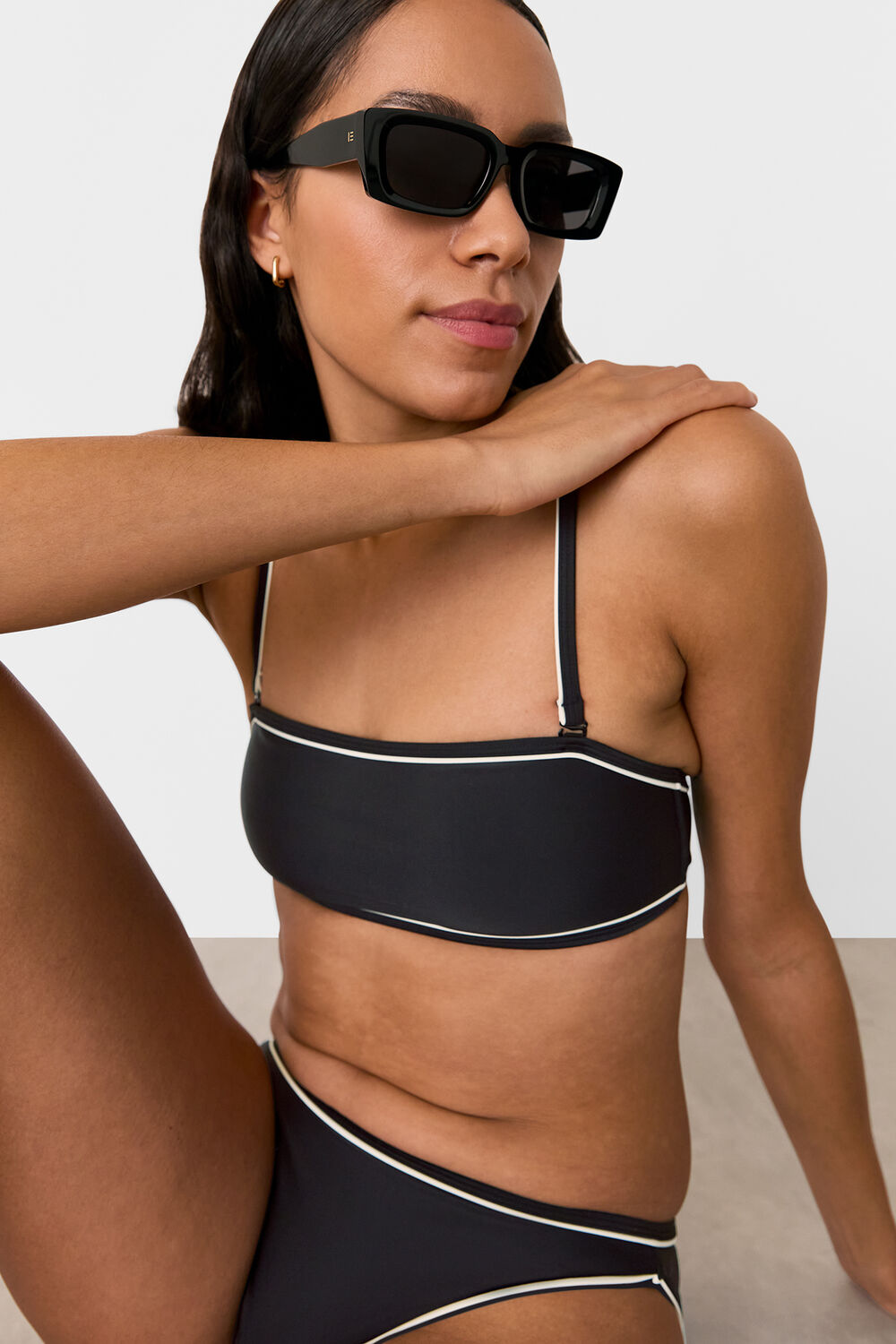 Black Piper Contrast Bikini Bottom