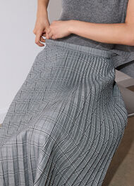 Check Pleated Midi Skirt