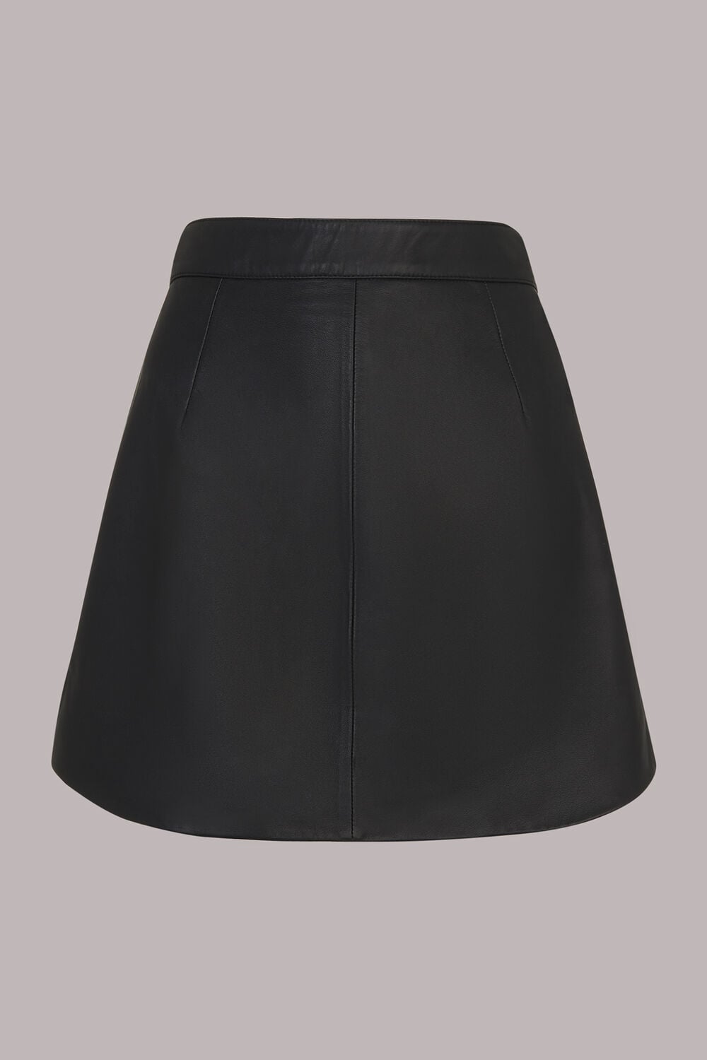 Black Leather Curved Hem Mini Skirt