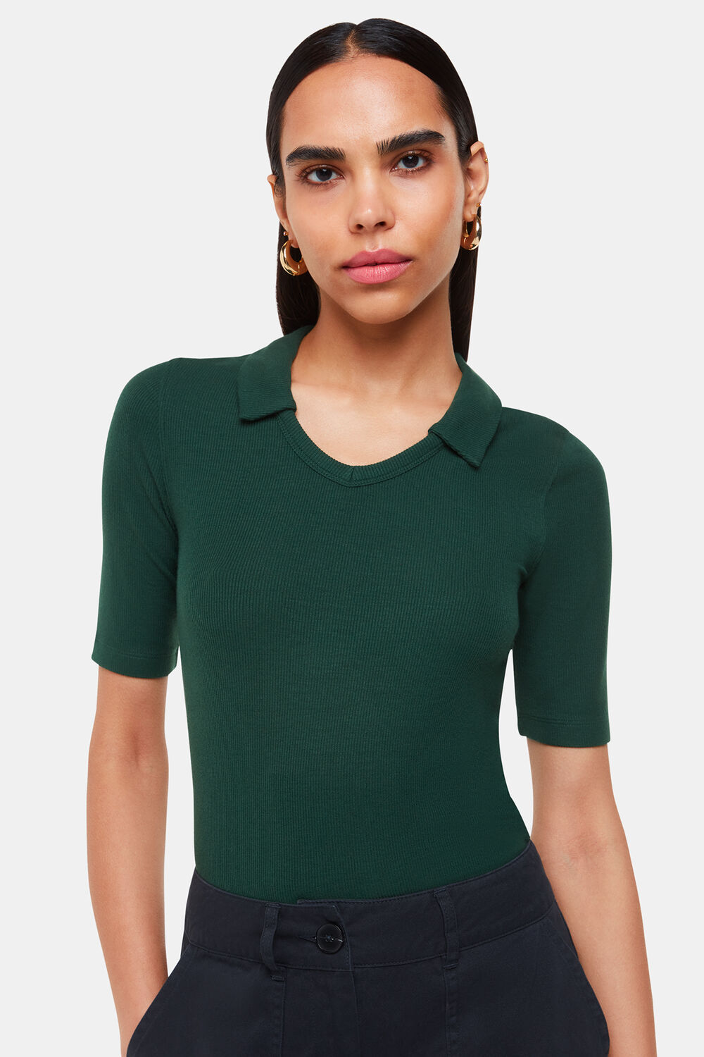 Lucie Ribbed Collar Polo