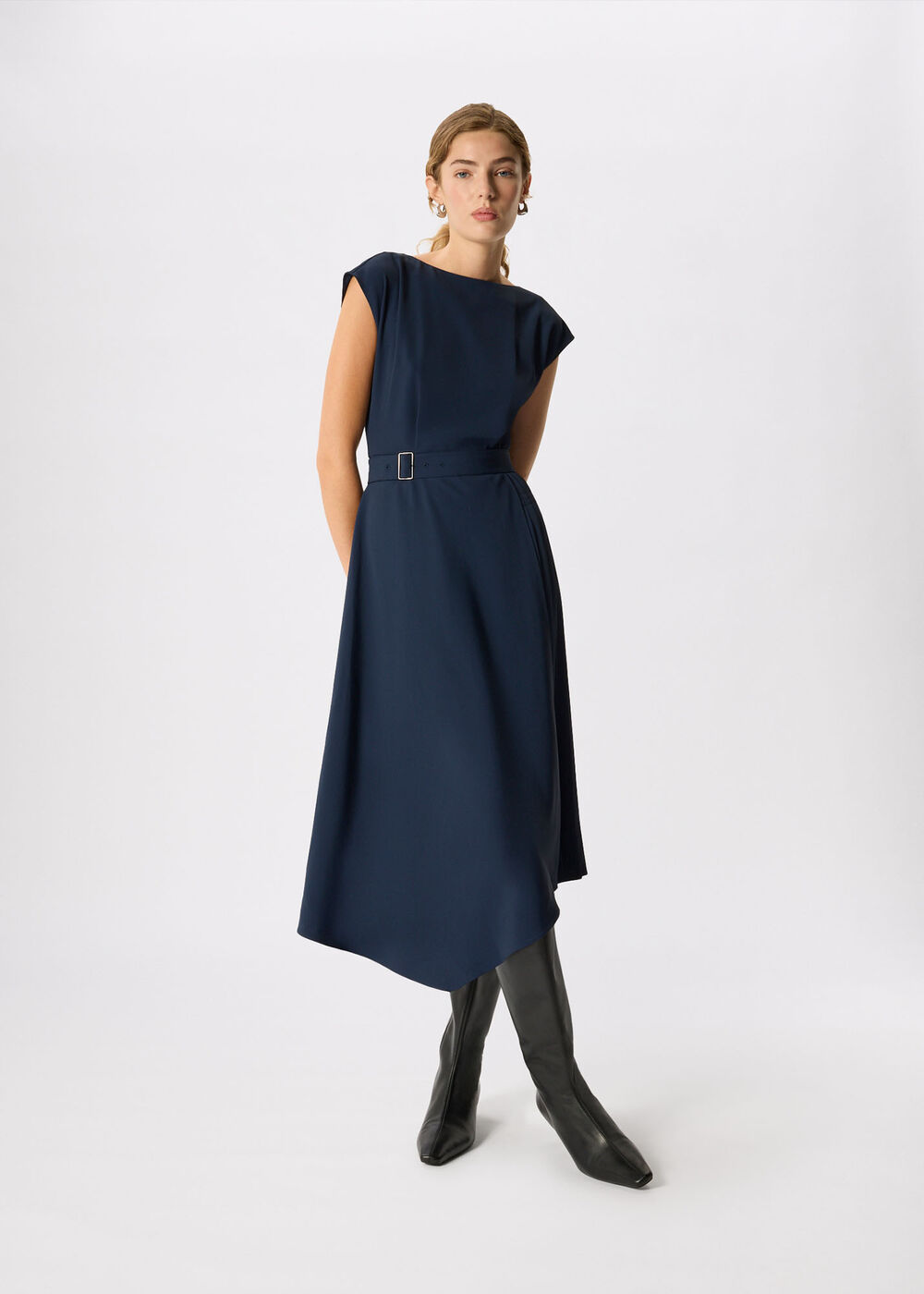 Pleat Detail Asymmetric Dress