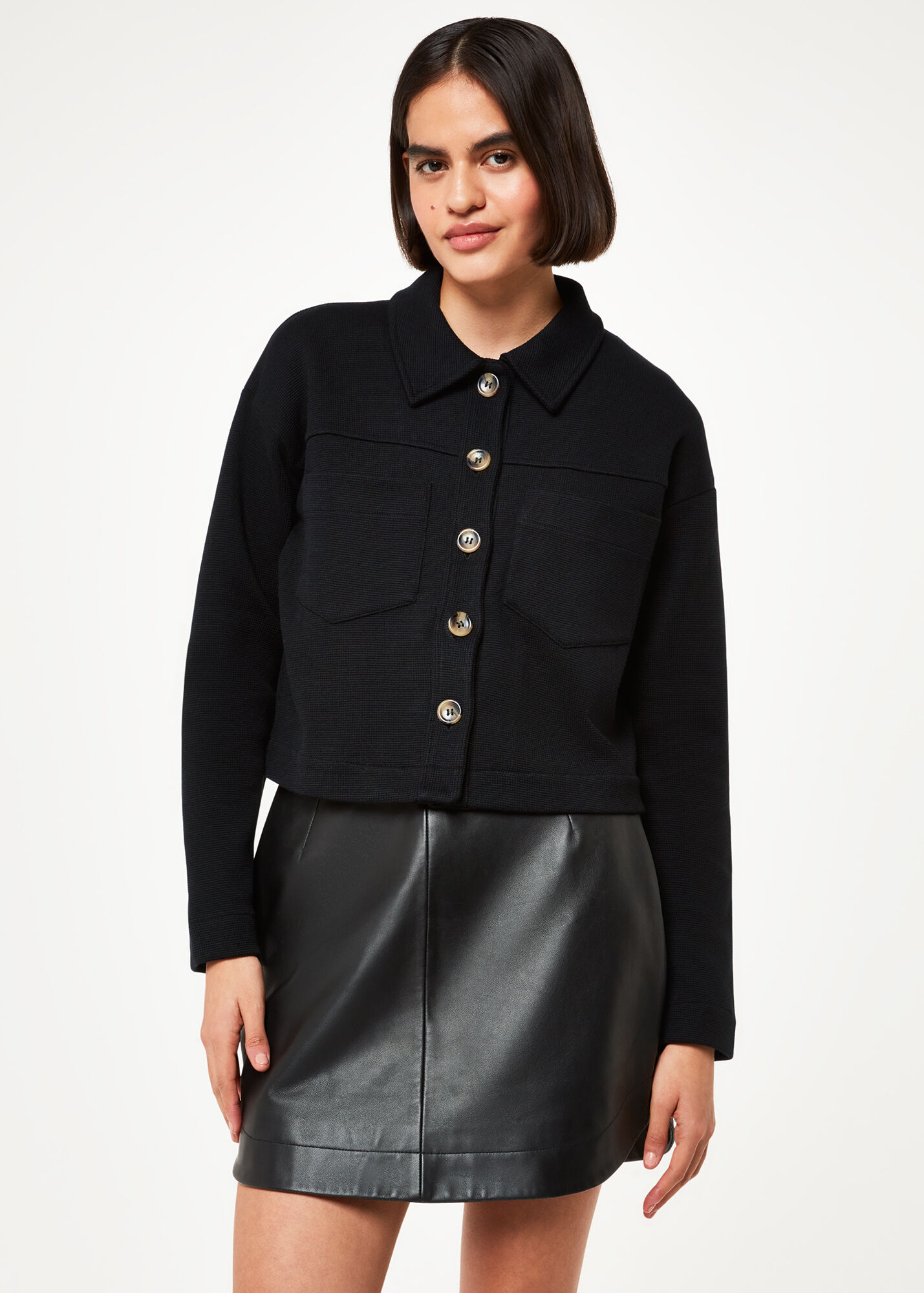 Black Utility Jersey Jacket WHISTLES Whistles
