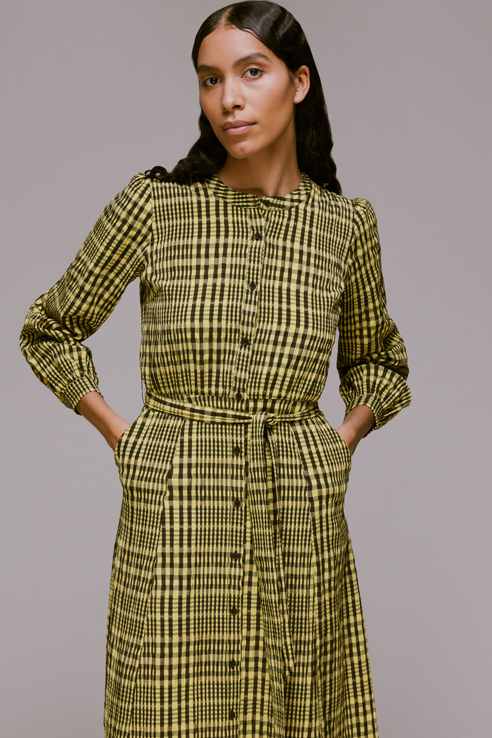Nora Gingham Check Midi Dress