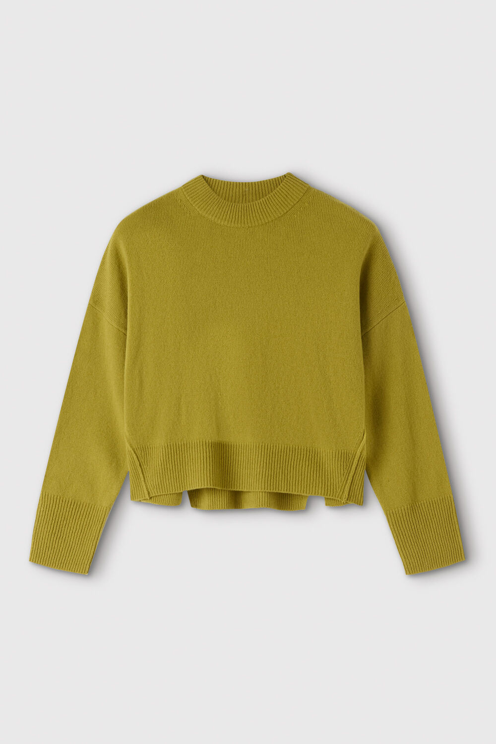 Yellow Wool Seam Detail Crew Knit