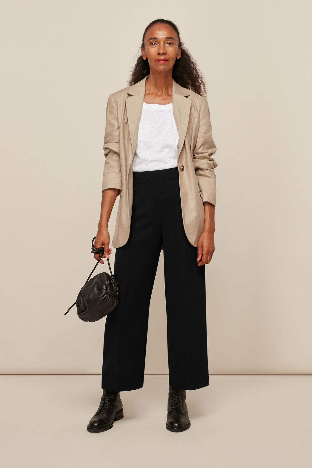 Black Wide Leg Crop Pants&nbsp;