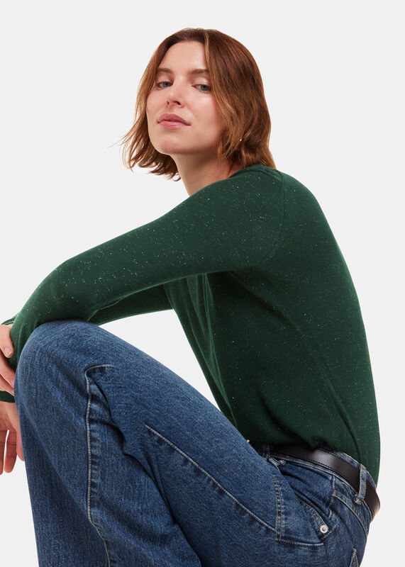 Dark Green Annie Sparkle Crew Neck Sweater