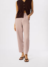 Petite Linen Barrel Leg Trouser