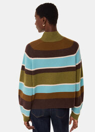 Wool Stripe Funnel Neck Knit