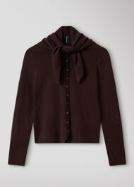 Crew Neck Scarf Cardigan