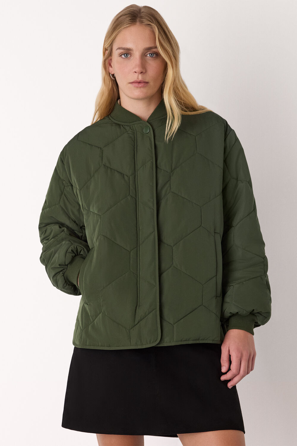 Khaki Ida Short Quilted Coat