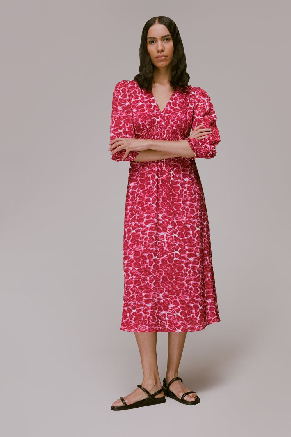 Clouded Leopard Shirred Dress