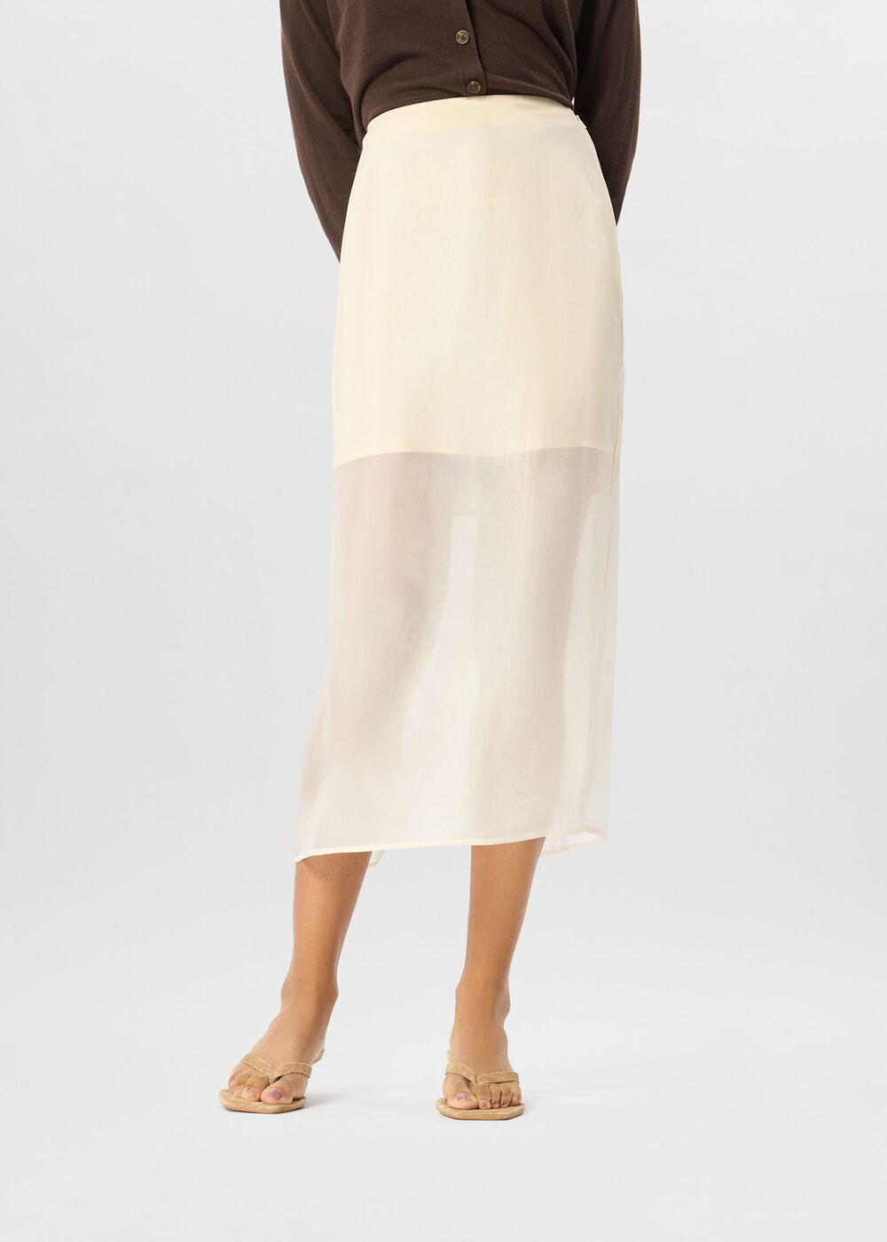 Organza Column Midi Skirt