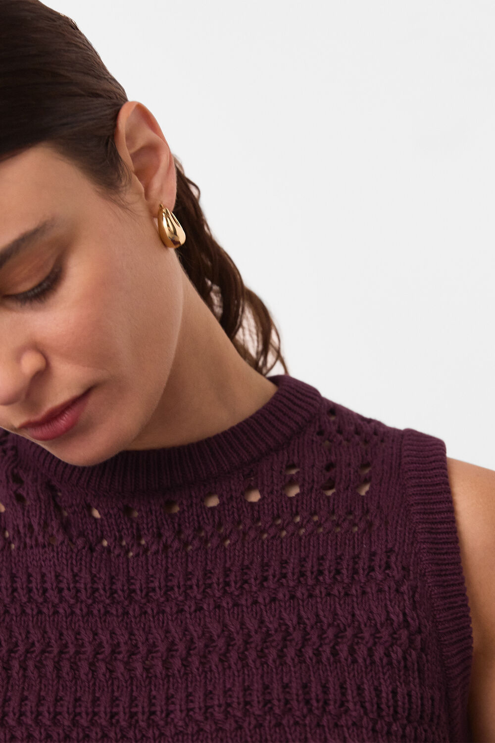 Plum Chunky Cotton Pointelle Tank