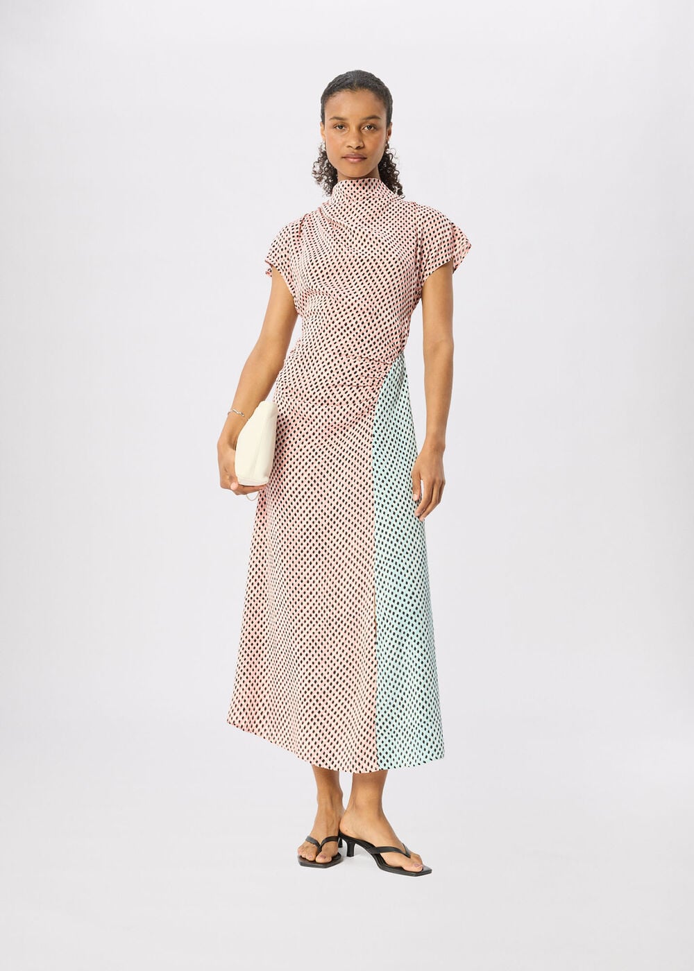Graphic Check Cowl Neck Dress