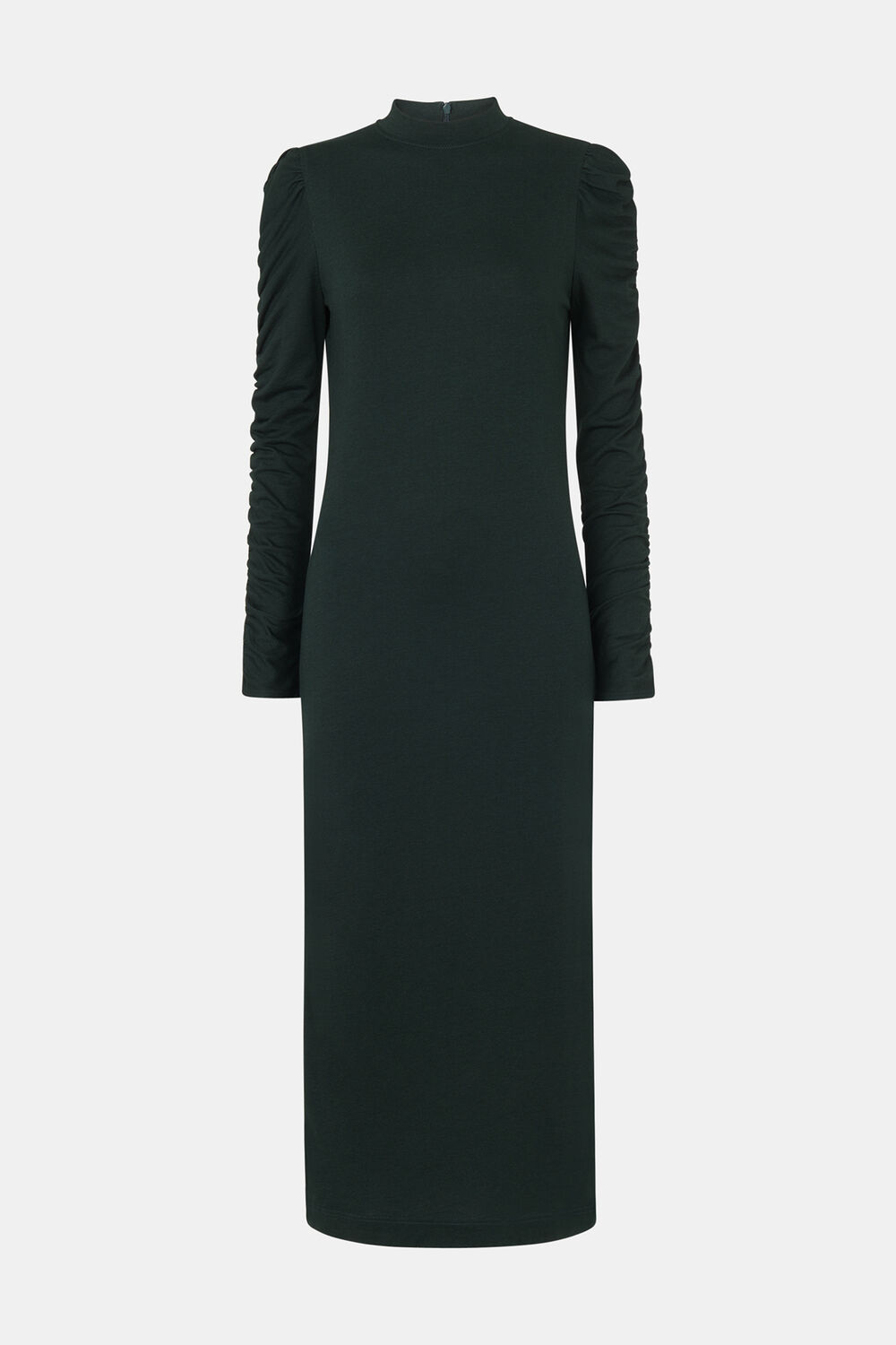 Dark Green Petite Ruched Sleeve Jersey Dress