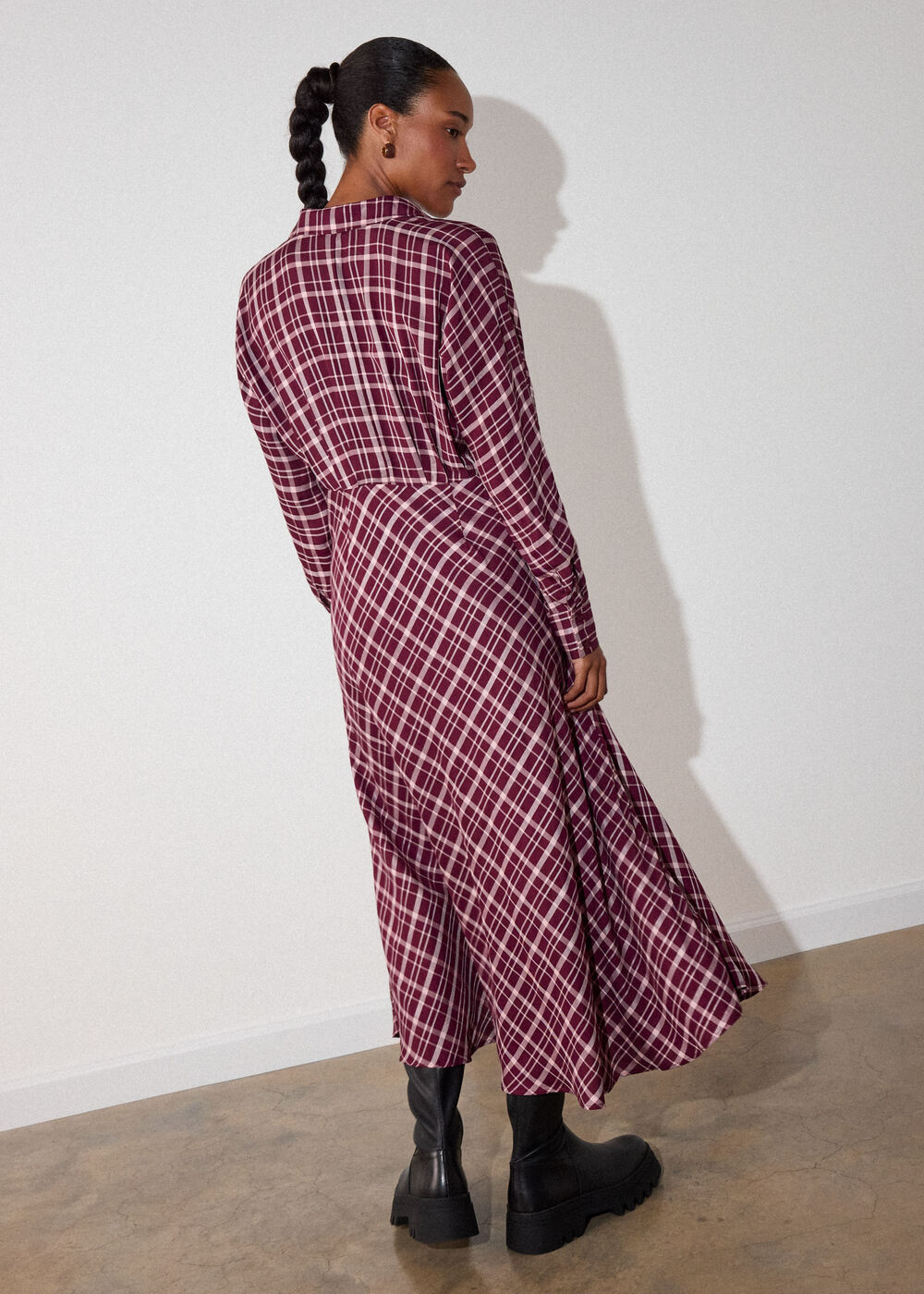 Check Midi Shirt Dress