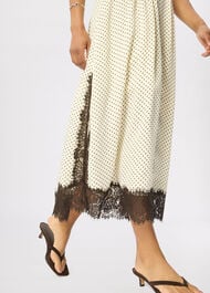 Petite Lace V Neck Spot Midi Dress