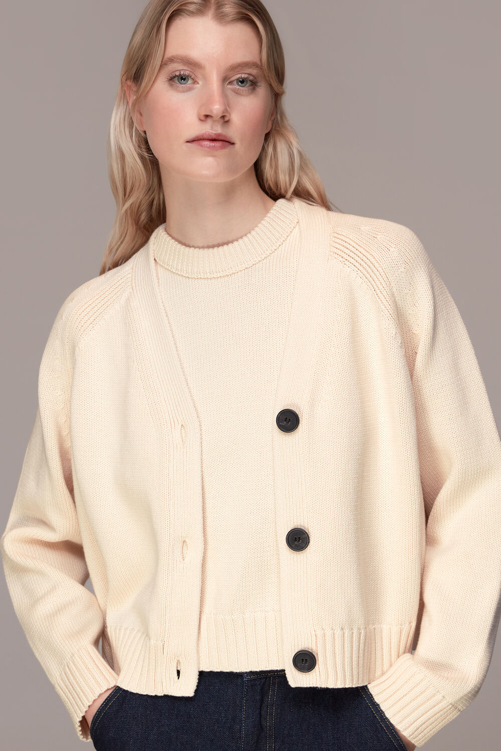 Ivory Karine Rib Detail Cardigan