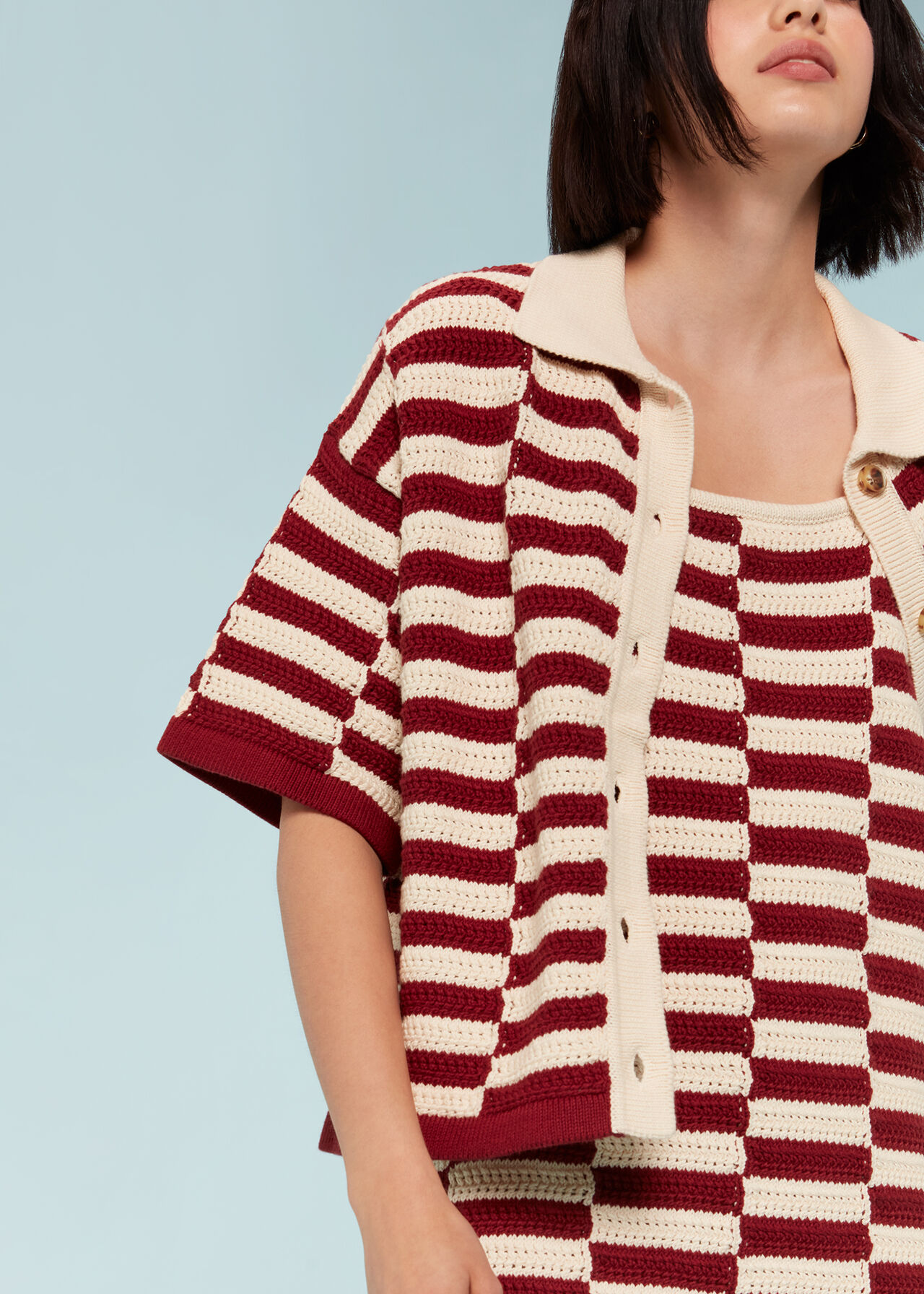 Crochet Stepped Stripe Dress