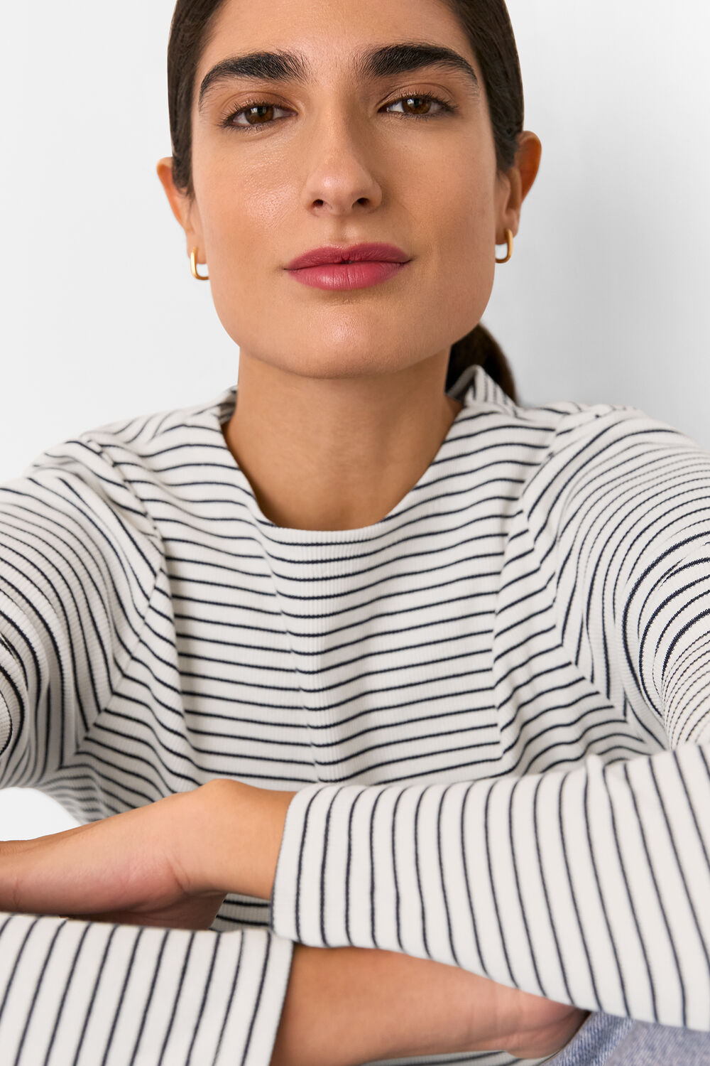 Stripe Detail High Neck Top
