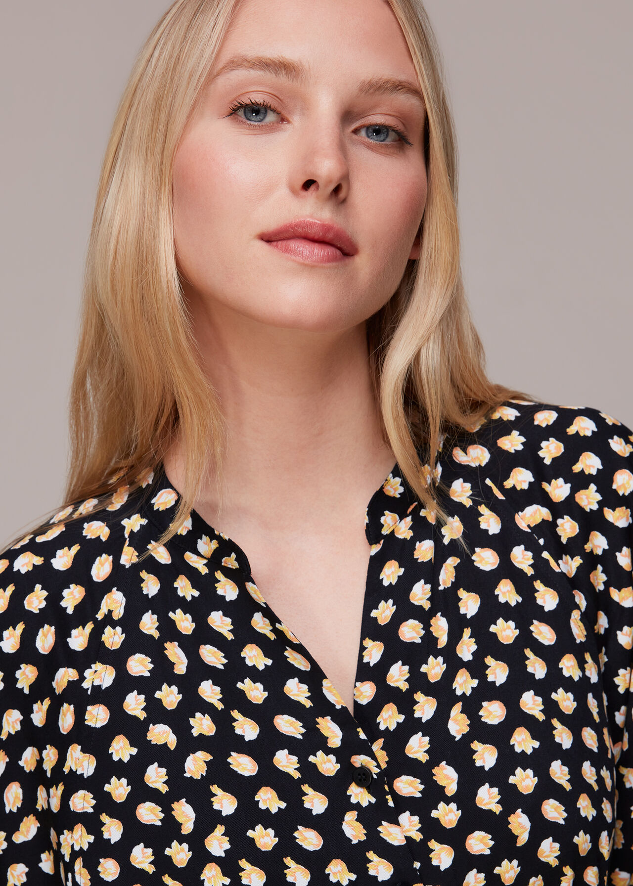 Black/Multi Twisting Tulips Trapeze Dress WHISTLES