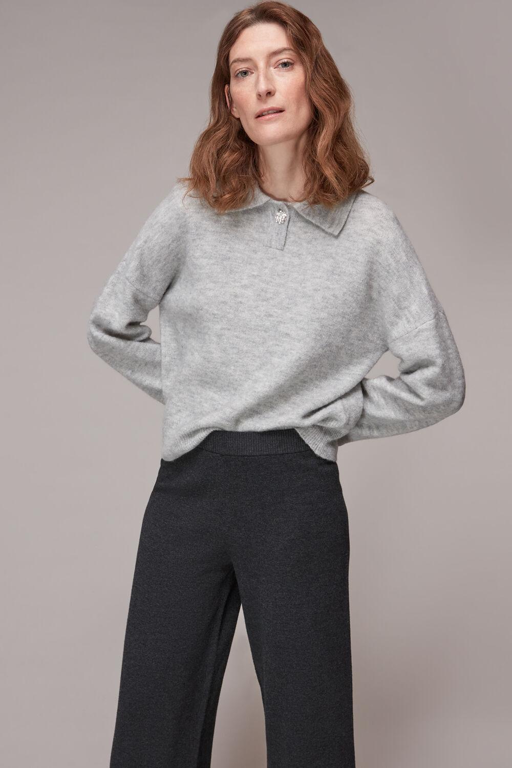 Knitted Wide Leg Marl Trouser