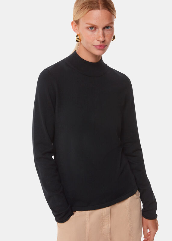 Black Mira Mock Neck Sweater