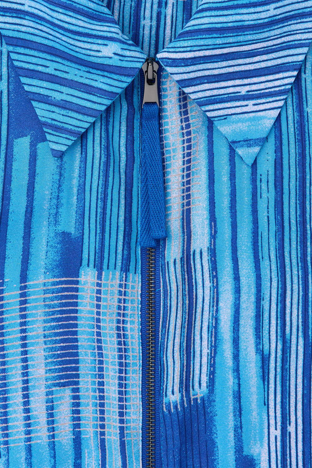Blue Stripe Print Zip Jumpsuit
