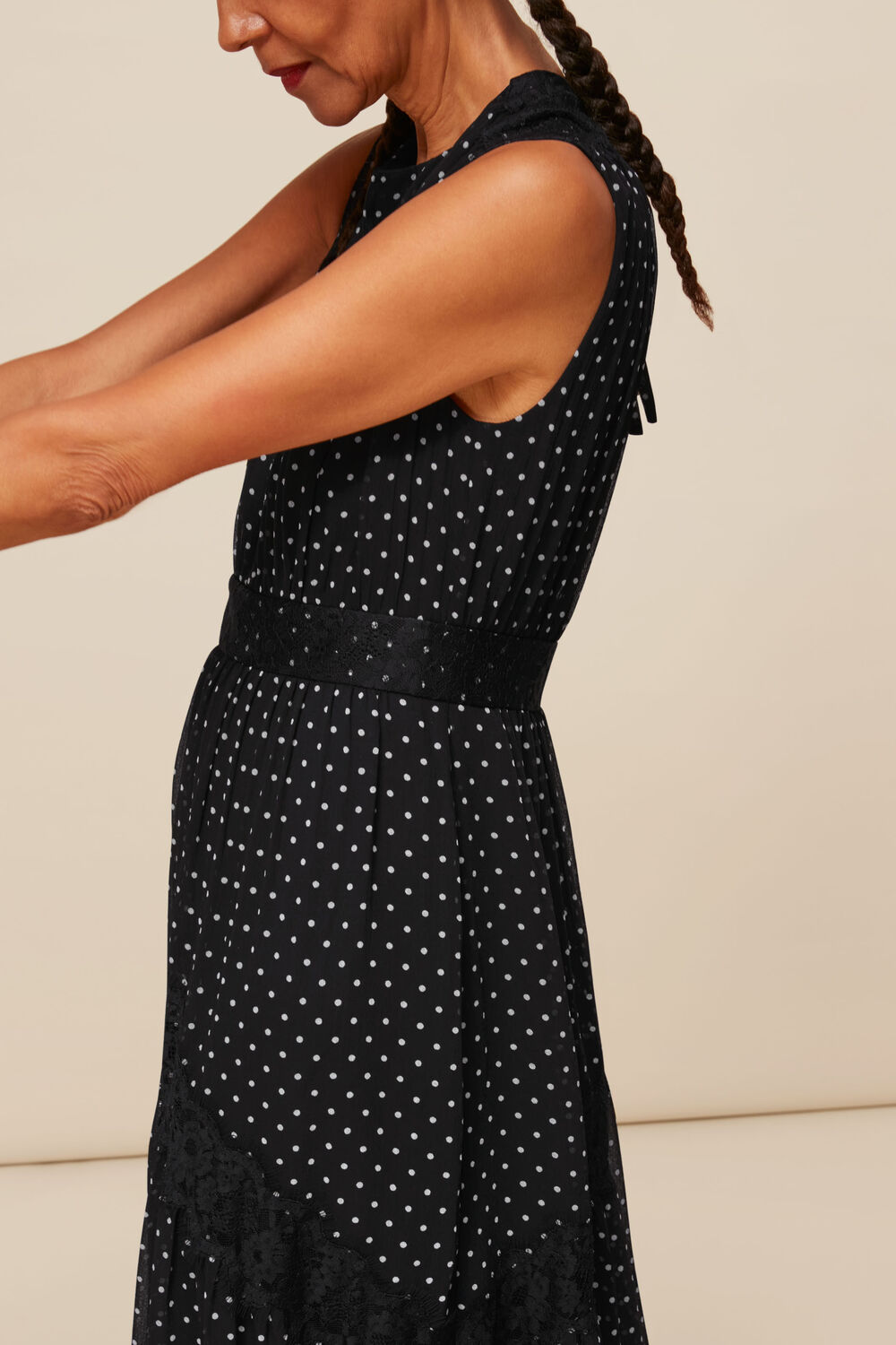 Spot Lace Midi Dress