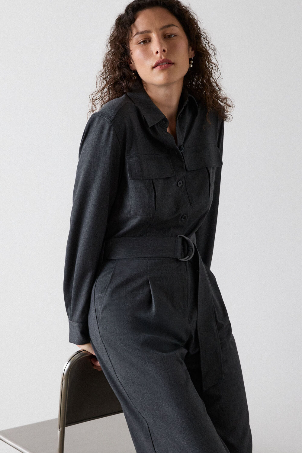 Dark Grey Twill Boiler Suit