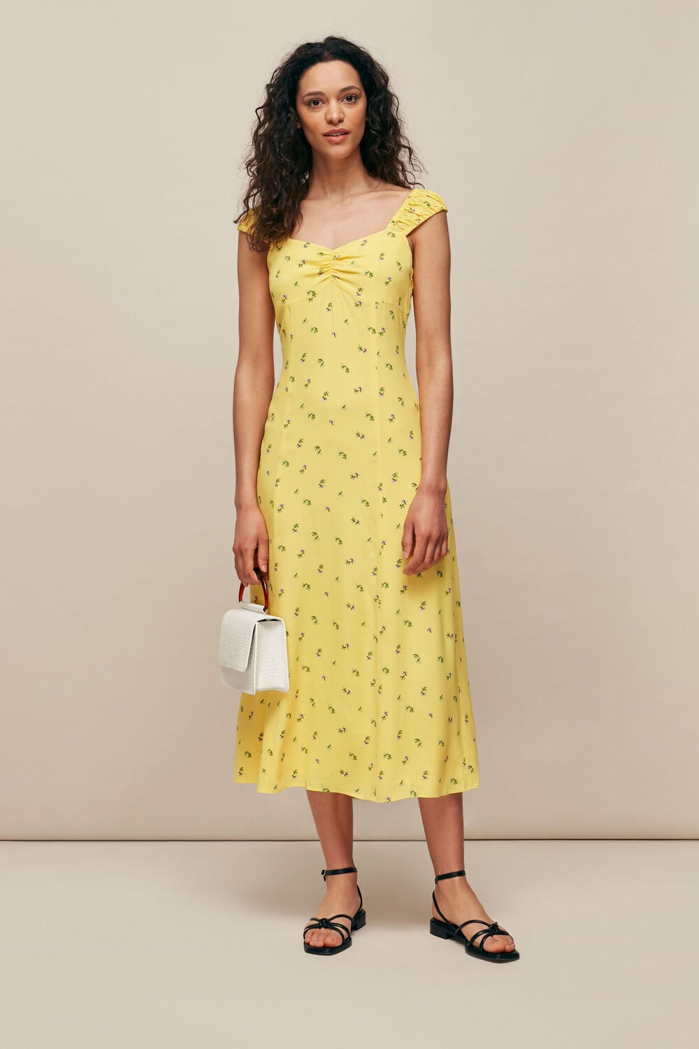Forget Me Not Print Dress Yellow/Multi