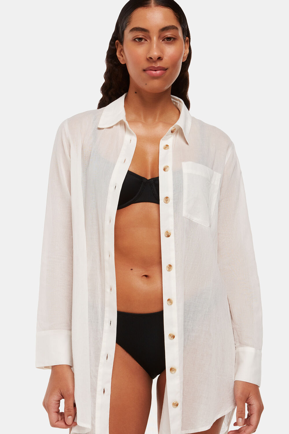White Longline Beach Shirt