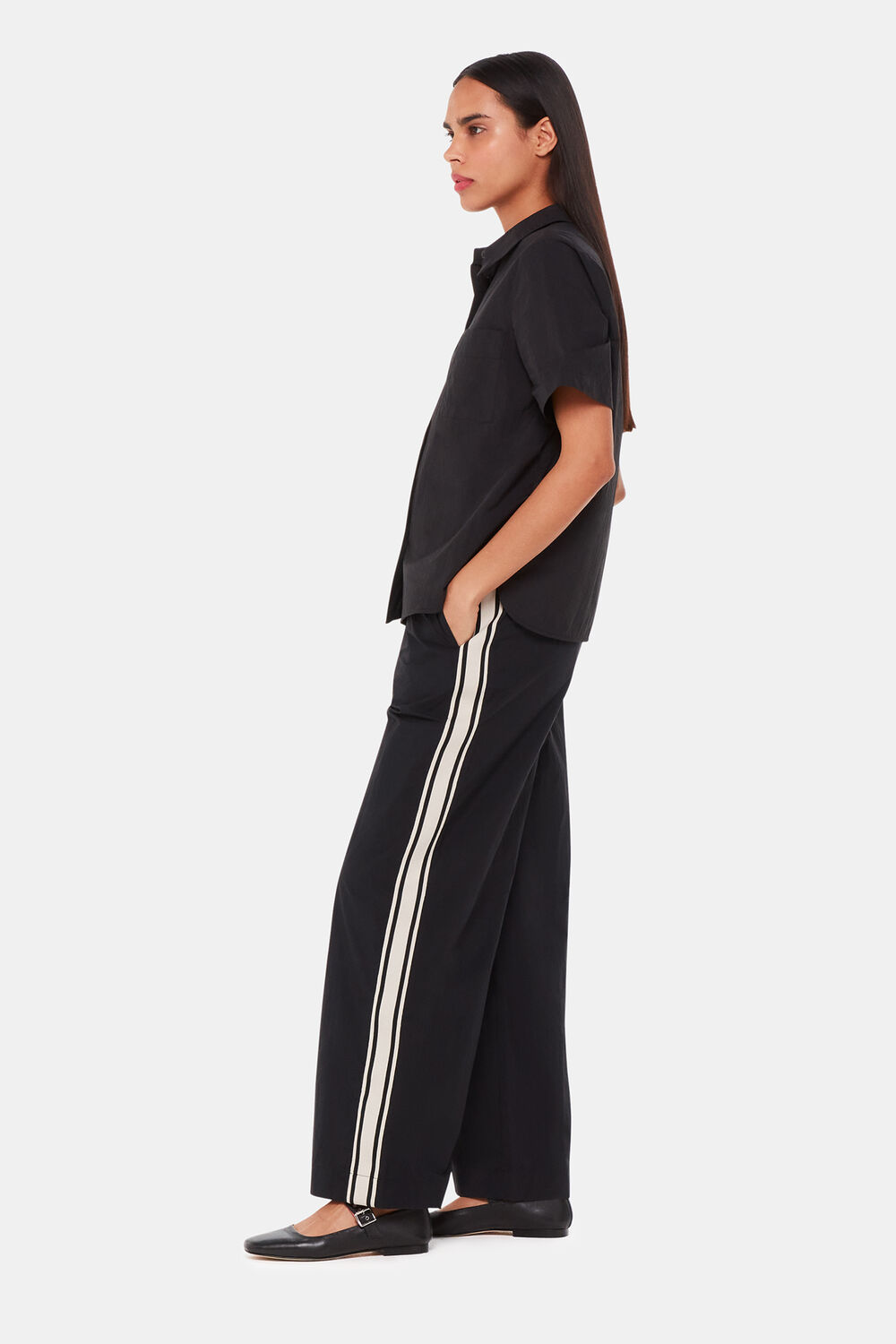 Black Ezra Side Stripe Pants&nbsp;