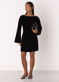 Petite Velvet Flare Sleeve Dress