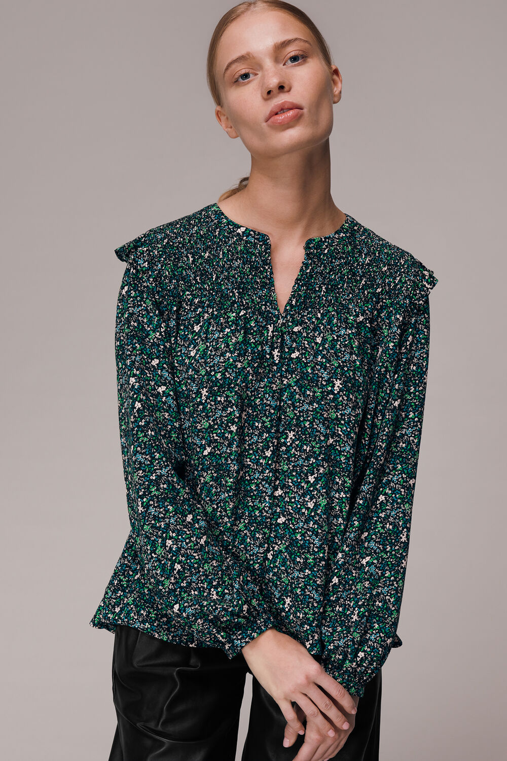 Midnight Garden Shirred Top