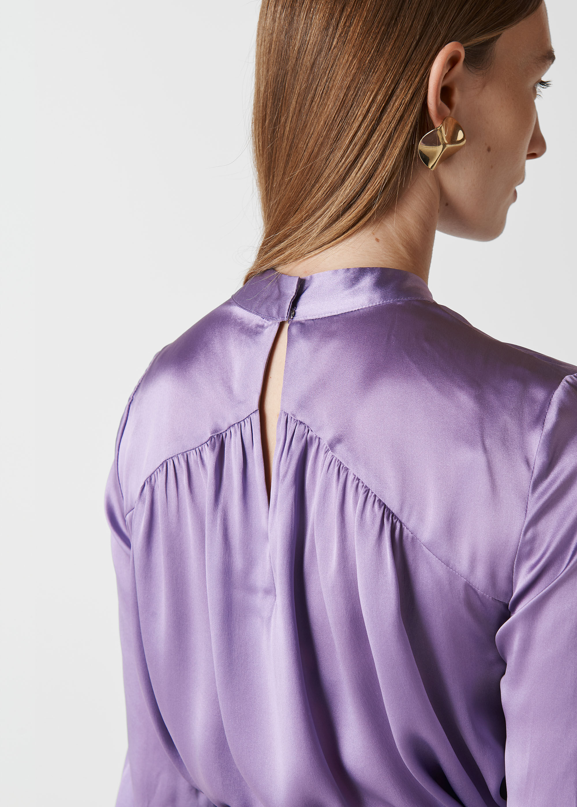 satin purple blouse