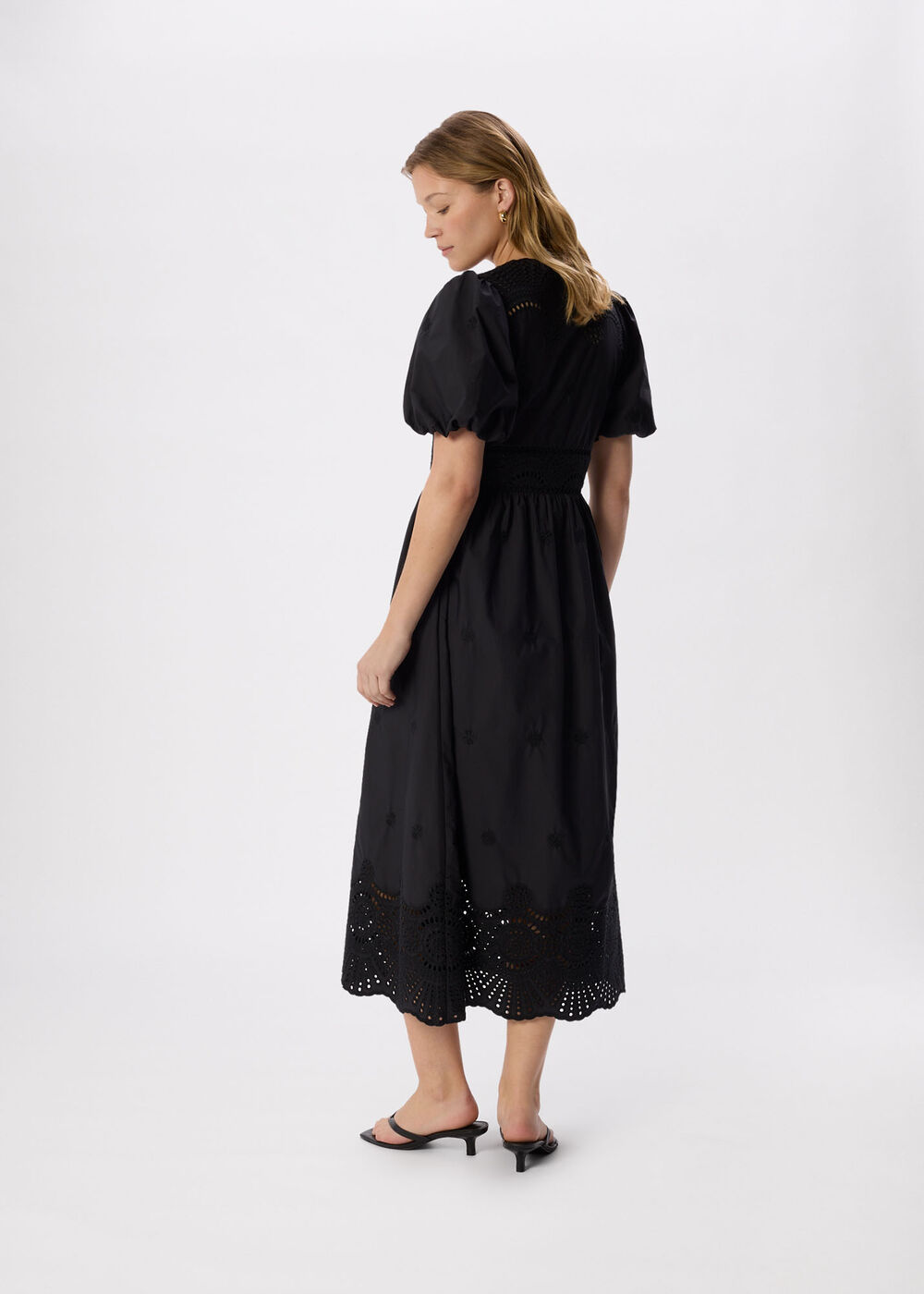 Petite Cotton Broderie V Neck Dress