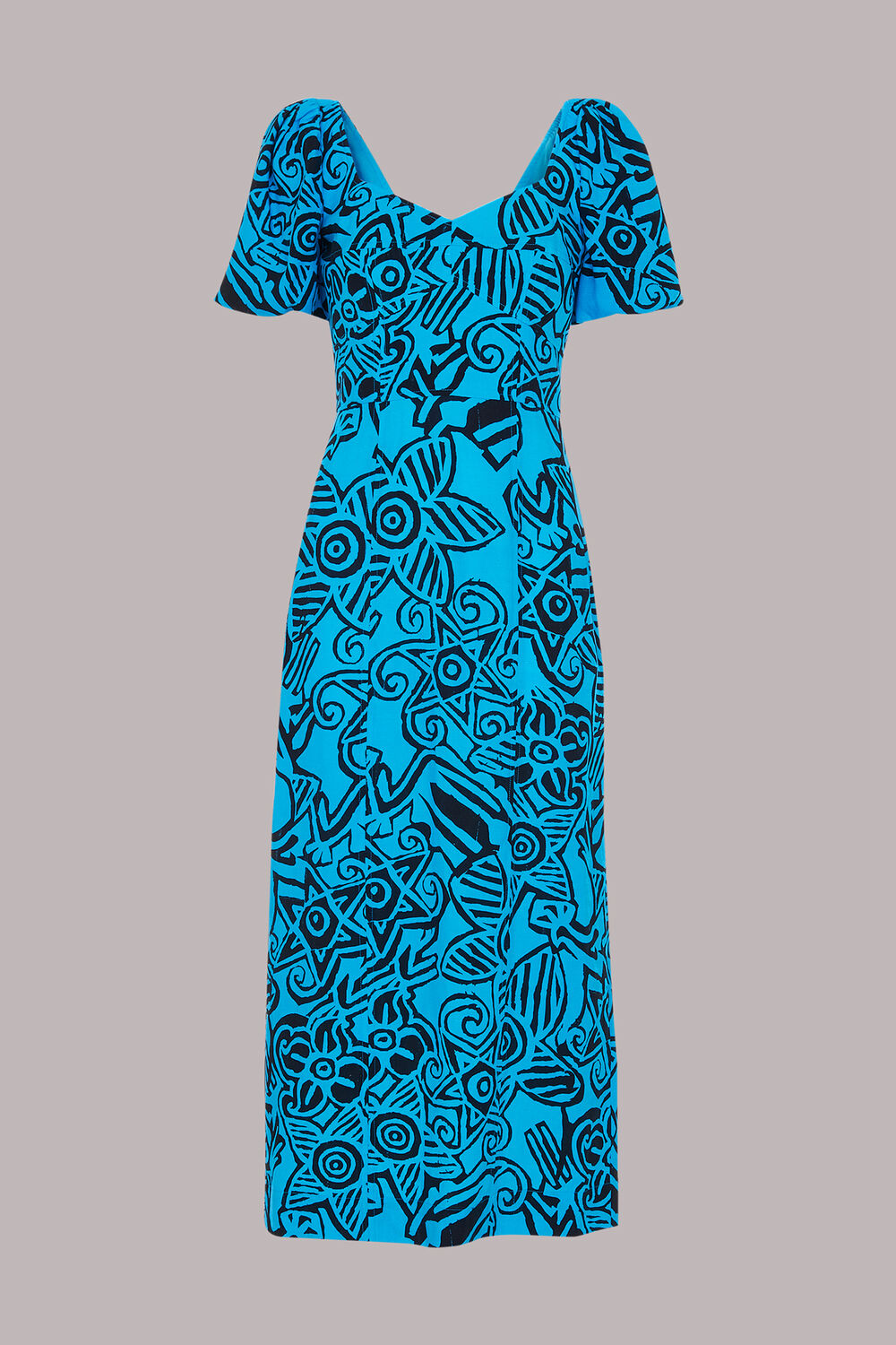 Blue Starflower Puff Sleeve Dress