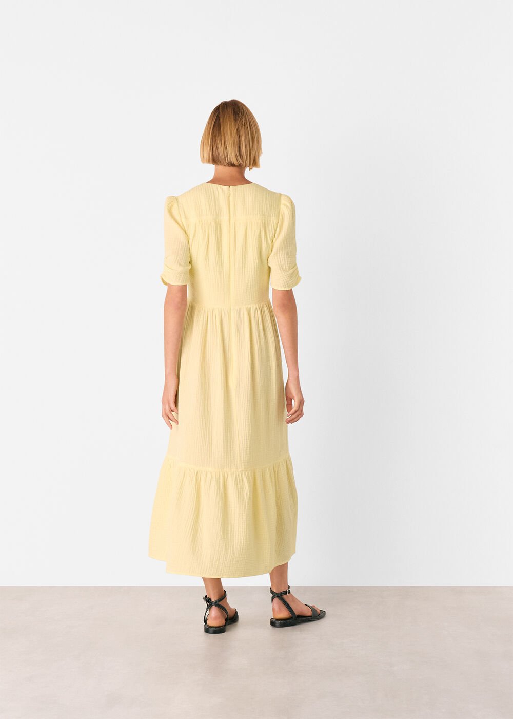 Textured Cotton Midi Dress
