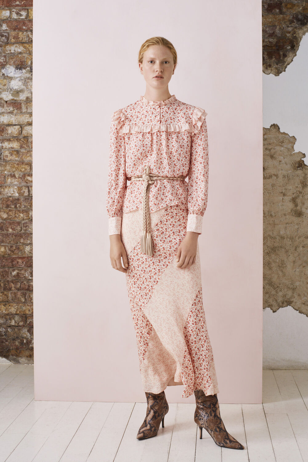 Flower Berry Print Silk Top Multicolour