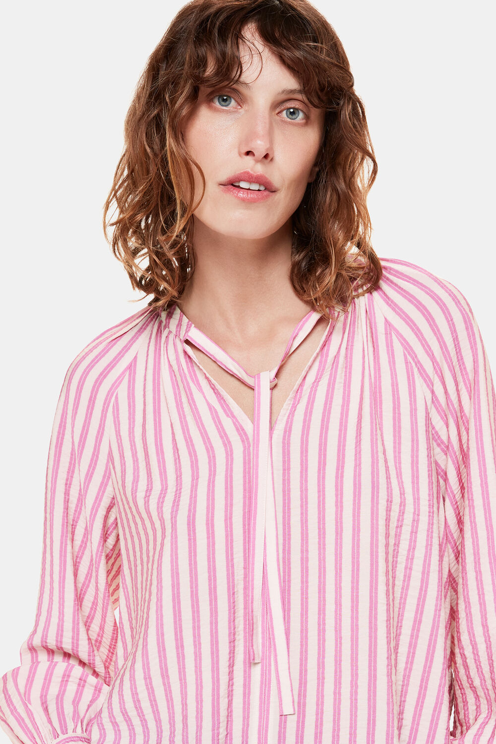 Mia Stripe Tie Neck Blouse