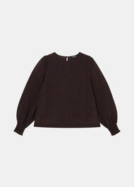 Leopard Shirred Cuff Blouse