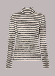 Stripe Polo Neck Knit