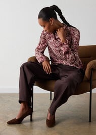 Feathered Animal Satin Blouse