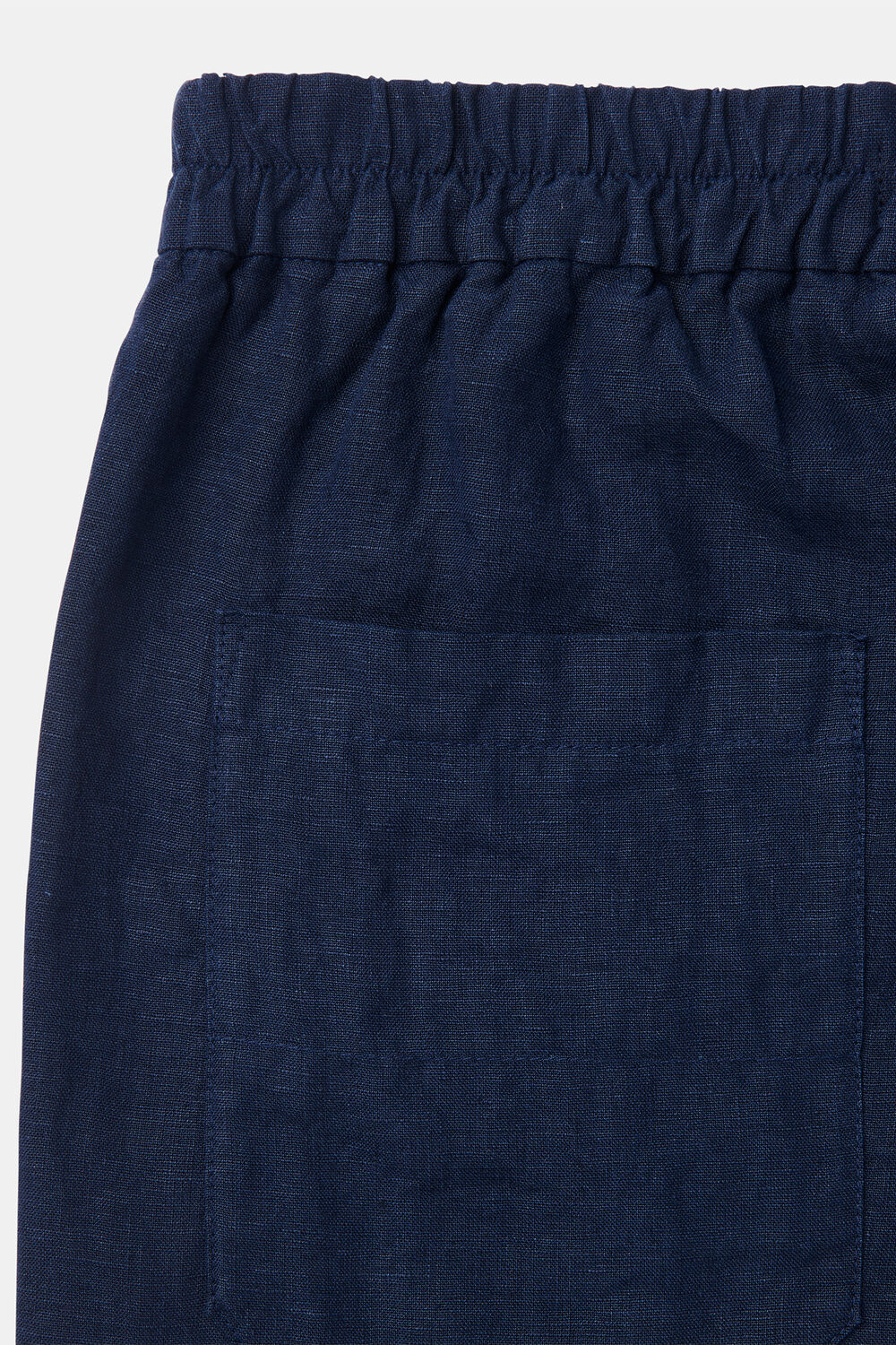 Navy Petite Linen Barrel Trouser