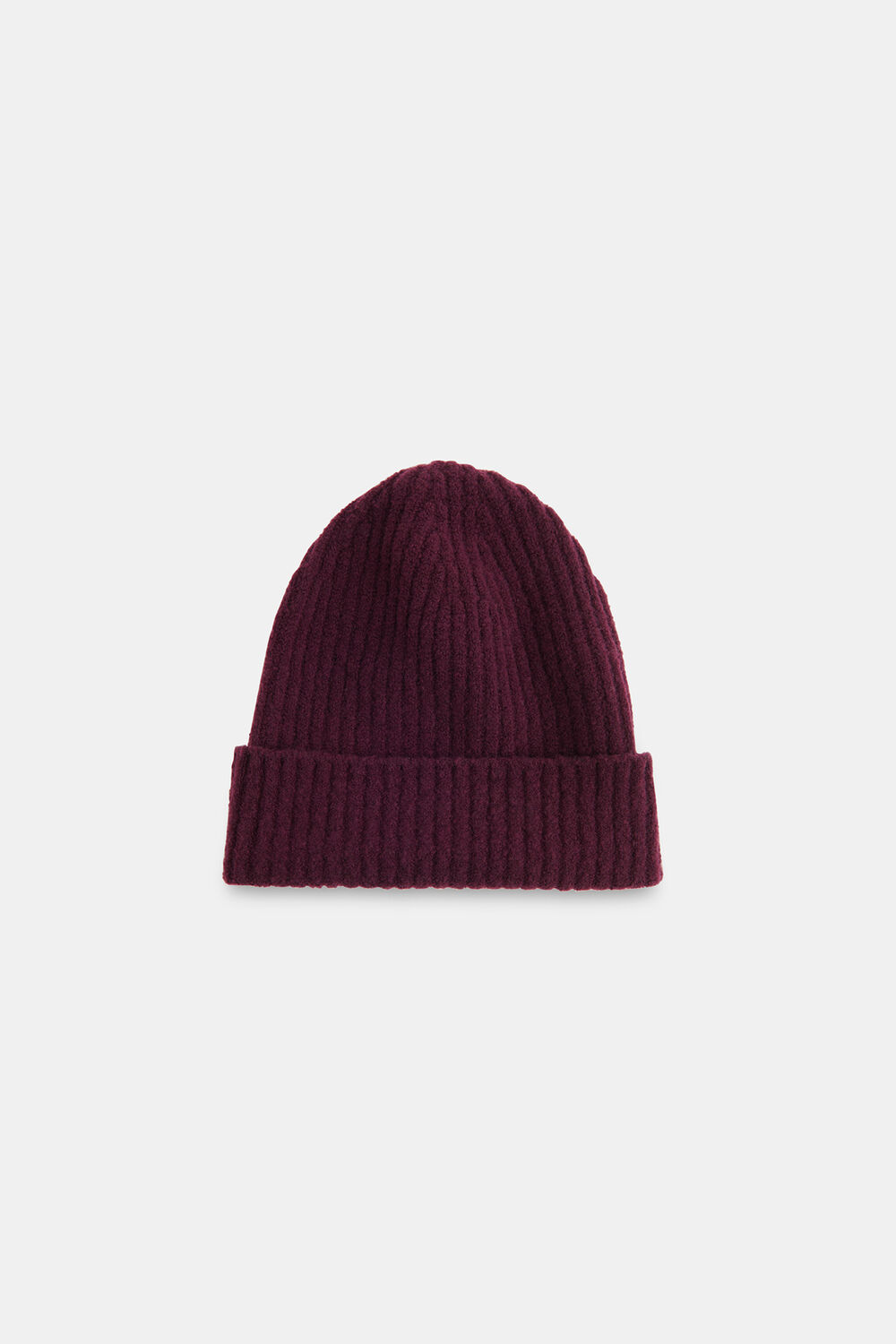 Burgundy Wool Mix Rib Beanie