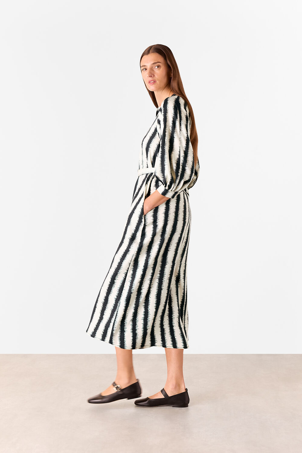 Ivory Hazy Stripe Mabel Dress