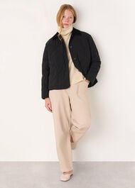 Short Quilted Cord Collar Coat