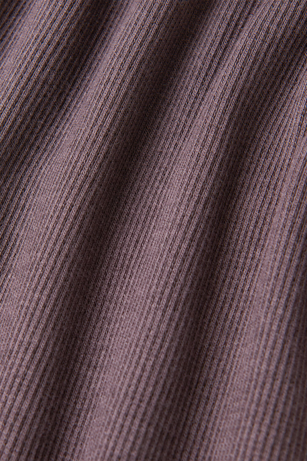 Brown High Neck Rib Detail Tee