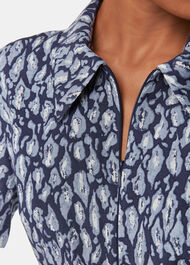 Petite Leopard Linen Blend Jumpsuit